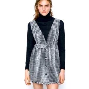 ZARA WOMENS PINAFORE TWEED MINI DRESS, SIZE Large , NWT
